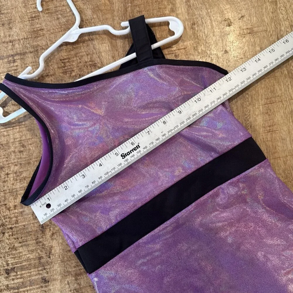 Justice Girls Leotard Size 10 Shimmer Design Purple Shorts Sparkle Gymnastics